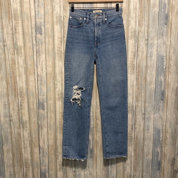 NWOT The Perfect Vintage Straight Jean in Kingsbury Wash: Knee-Rip Edition | 25 - Picture 2 of 10